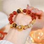 【Prosperity】Red Agate · Golden Citrine Fortune Strand – Movement, Warmth, and Held Abundance