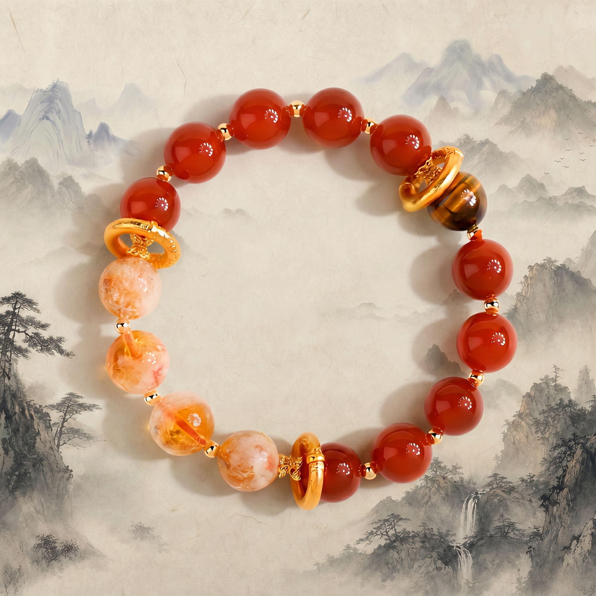 【Prosperity】Red Agate · Golden Citrine Fortune Strand – Movement, Warmth, and Held Abundance