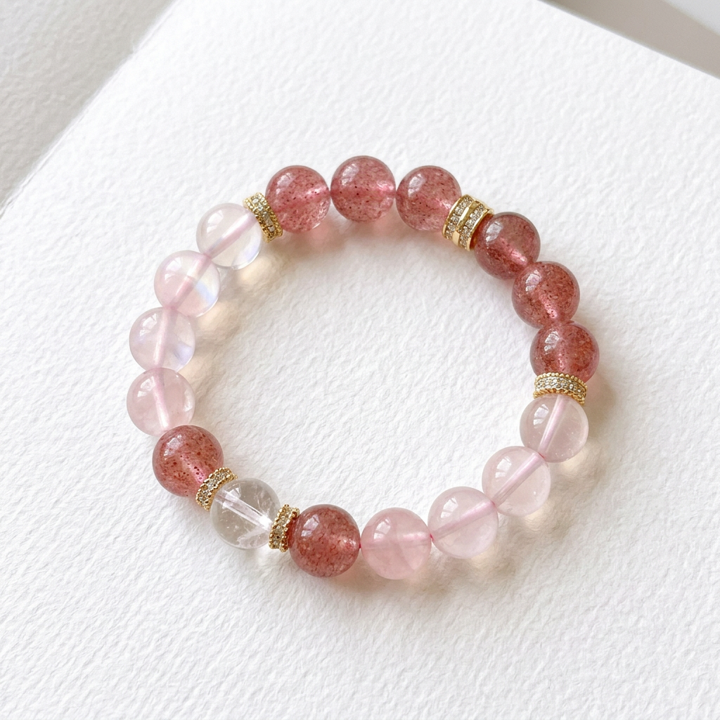 【Love-Attraction】Strawberry Rose · Love Alignment Strand – Soft Stone, Clear Signal